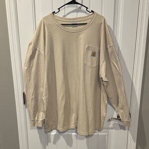 Carhartt Men's 3XL Beige Long Sleeve Pocket 100% Cotton Workwear Tee